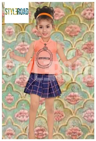 Styleroad Girl's Cotton Top With Skirt