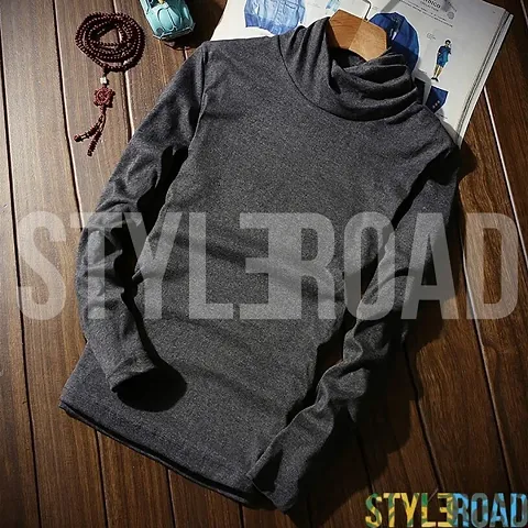 StyleRoad Winter Special Solid Cotton High Neck T Shirt