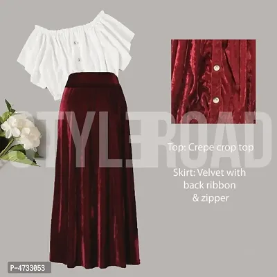 Velvet Skirt and Crepe Top Set-thumb0