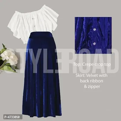 Velvet Skirt and Crepe Top Set - Co-ord Set For Women