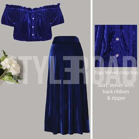 StyleRoad Velvet Skirt & Velvet Top Set