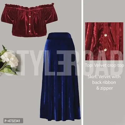 Velvet Top  Velvet Skirt Set-thumb0