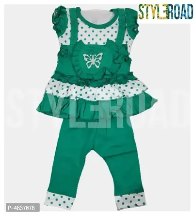 Trendy Cotton Printed And Patch Work Top And Bottom Set For Infant Girls-thumb0