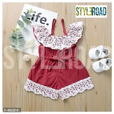 Stylish Maroon Rayon Lace Work Jumpsuits For Girls-thumb0