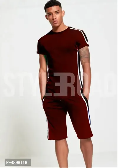 Maroon Polycotton Tracksuit For Men-thumb0