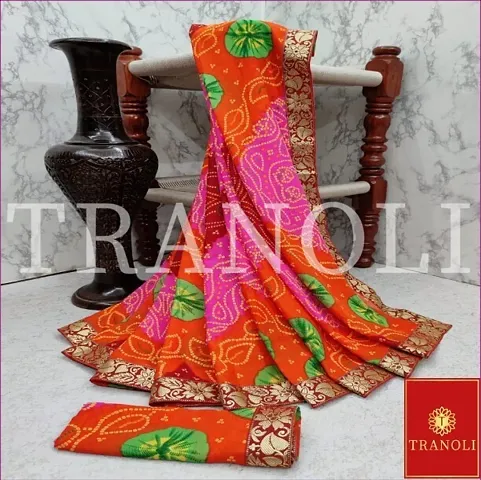 Tranoli Georgette Bandhani Printed Saree with Blouse Piece