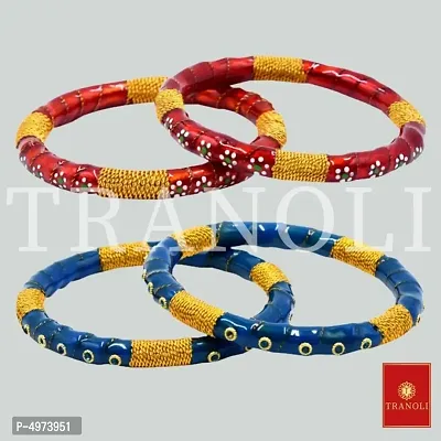 Tranoli Handcrafted Stone Studded Alloy Bangles Pack of 2 Pair-thumb0