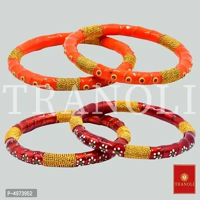 Tranoli Handcrafted Stone Studded Alloy Bangles Pack of 2 Pair