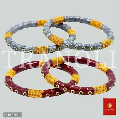 Tranoli Handcrafted Stone Studded Alloy Bangles Pack of 2 Pair