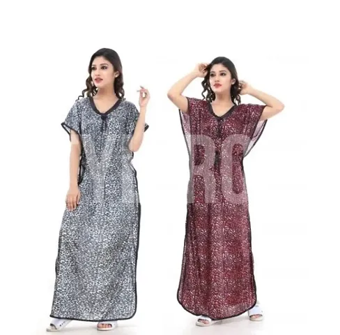 Stylish Satin Nighty For Women Pack Of 2