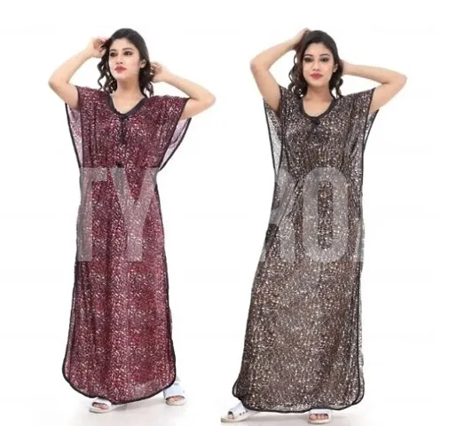 Stylish Satin Nighty For Women Pack Of 2