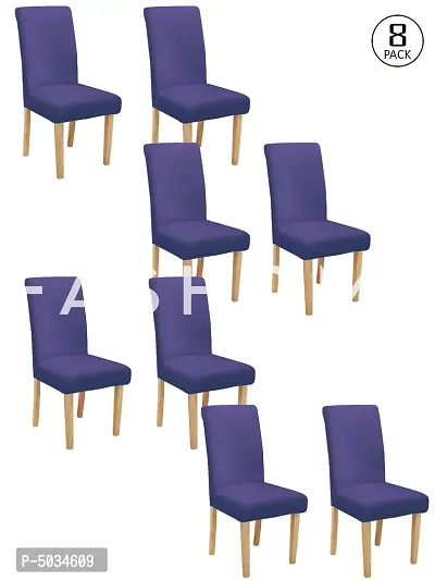 FasHome Purple Polyester Solid Removable Stretchable Dining Chair Slipcover Seat Protector-Pack Of 8