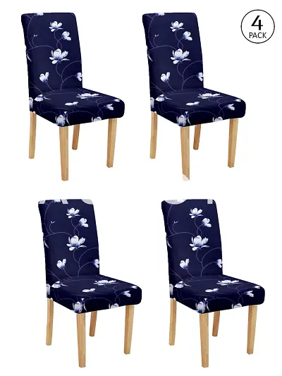 FasHome Stylish Polyester Printed Chair Covers- Set of 4