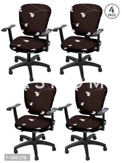 FasHome Stretchable Elastic Removable Washable Office Computer Executive Rotating Chair Seat Cover Pack of 4-thumb0