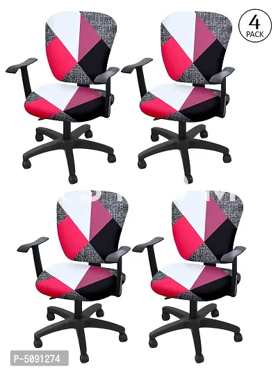 FasHome Stretchable Elastic Removable Washable Office Computer Executive Rotating Chair Seat Cover Pack of 4