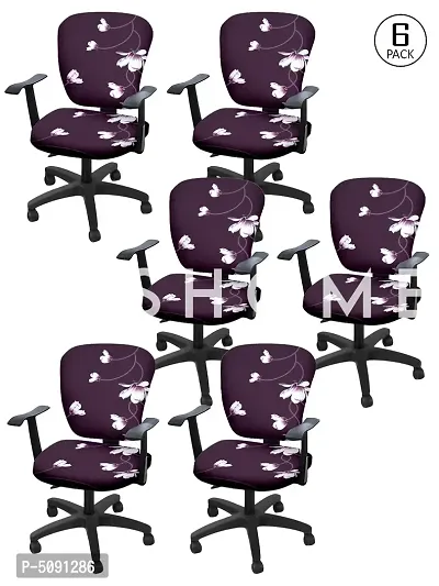 FasHome Stretchable Elastic Removable Washable Office Computer Executive Rotating Chair Seat Cover Pack of 6-thumb0