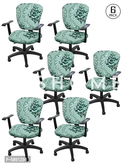 FasHome Stretchable Elastic Removable Washable Office Computer Executive Rotating Chair Seat Cover Pack of 6-thumb0