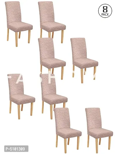 FasHome Premium Polyester Pink 8 Stretchable Chair Slipcover-thumb0