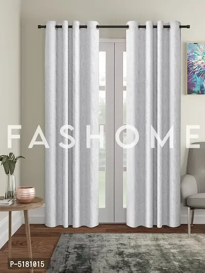 FasHome Heavy Polyester Long Emboss Eyelet Window Curtains  4 x 5 Feet, (Pack of 2)