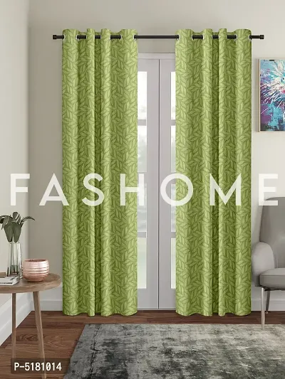 FasHome Heavy Polyester Long Emboss Eyelet Window Curtains  4 x 5 Feet, (Pack of 2)