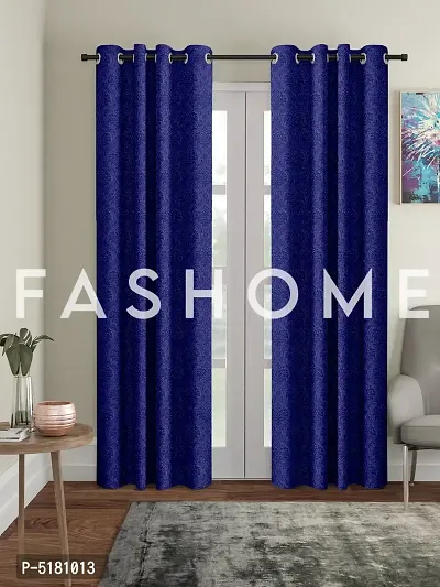 FasHome Heavy Polyester Long Emboss Eyelet Window Curtains  4 x 5 Feet, (Pack of 2)