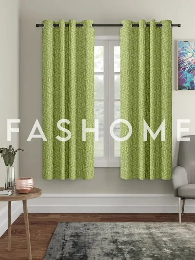 FasHome Polyester Long Emboss Eyelet Window Curtains  4 x 5 Feet (Pack of 2)