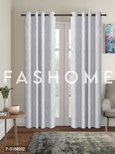 FasHome Heavy Polyester Long Emboss Eyelet Door Curtains (Door 4 x 7 Feet, (Pack of 2)-thumb0