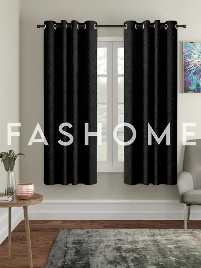 FasHome Heavy Polyester Long Emboss Eyelet Door Curtains (Pack of 2)