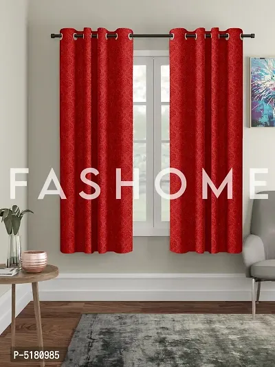 FasHome Heavy Polyester Long Emboss Eyelet Long Door Curtains (Door 4 x 9 Feet, (Pack of 2)