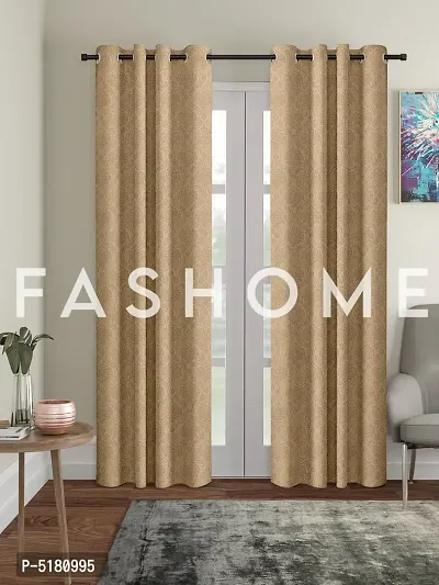 FasHome Heavy Polyester Long Emboss Eyelet Long Door Curtains (Door 4 x 9 Feet, (Pack of 2)-thumb0