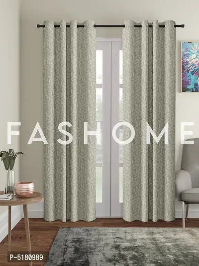 FasHome Heavy Polyester Long Emboss Eyelet Long Door Curtains (Door 4 x 9 Feet, (Pack of 2)