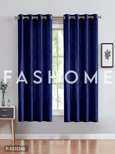 FasHome Polyester Window Curtain 5FT-Pack of 2 -Blue