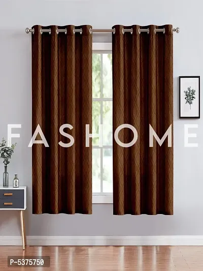 FasHome Polyester Window Curtain 5FT-Pack of 2 -Brown