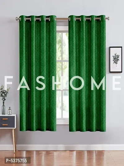 FasHome Polyester Window Curtain 5FT-Pack of 2 -Green