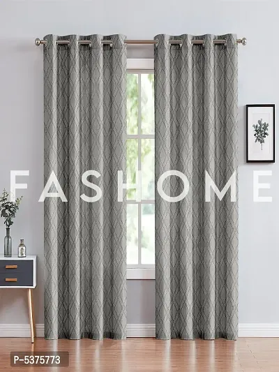 FasHome Polyester Door Curtain 7FT-Pack of 2 -Grey-thumb0