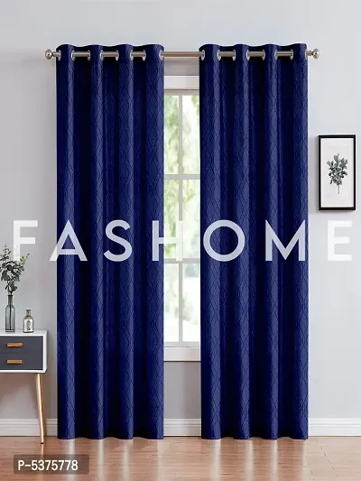 FasHome Polyester Long Door Curtain 9FT-Pack of 2 -Blue