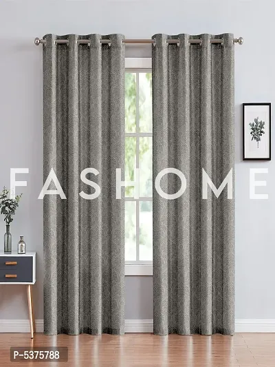 FasHome Polyester Long Door Curtain 9FT-Pack of 2 -Grey