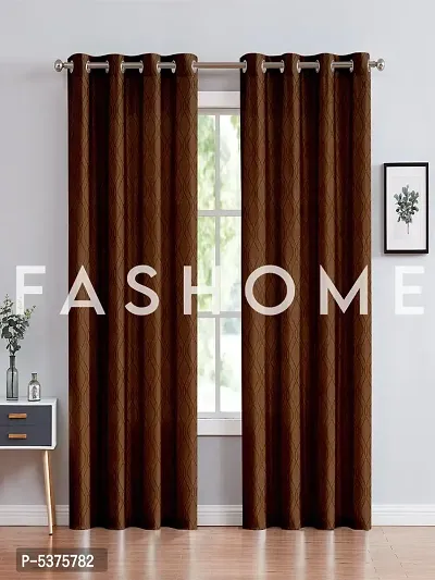 FasHome Polyester Long Door Curtain 9FT-Pack of 2 -Brown