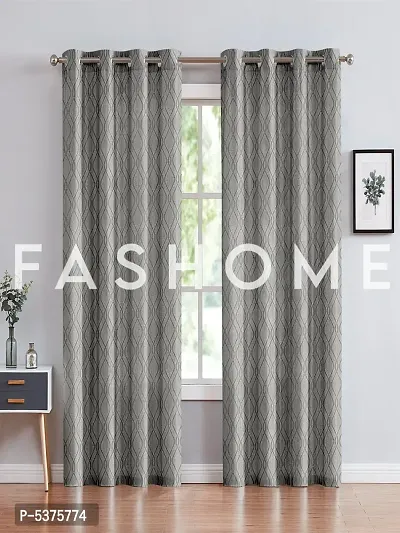 FasHome Polyester Long Door Curtain 9FT-Pack of 2 -Grey-thumb0