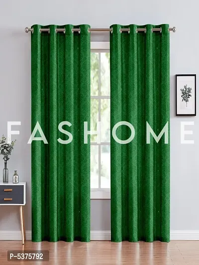 FasHome Polyester Long Door Curtain 9FT-Pack of 2 -Green