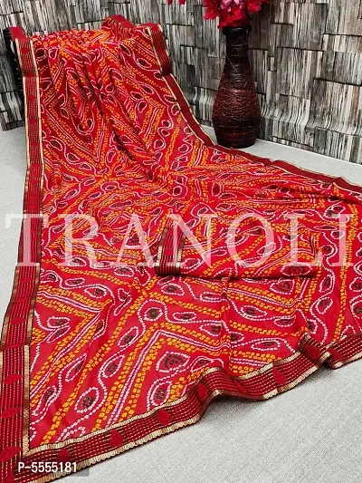 Tranoli Georgette Bandhani Printed Sarees with Blouse Piece-thumb0