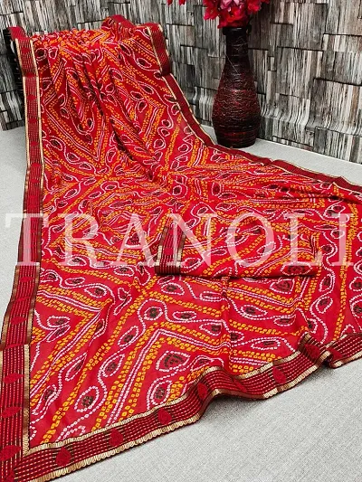 Tranoli Georgette Bandhani Printed Sarees with Blouse Piece