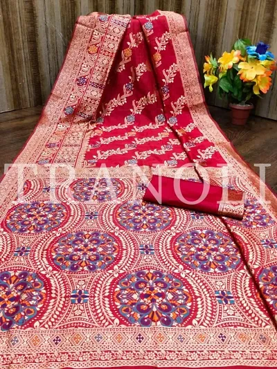 Tranoli Soft Silk Banarasi Woven Sarees with Blouse Piece