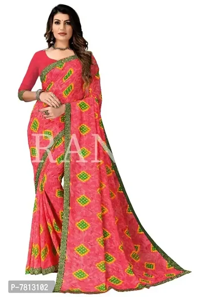 Tranoli Georgette Bandhani Saree With Blouse Piece