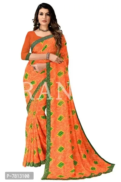 Tranoli Georgette Bandhani Saree With Blouse Piece-thumb0