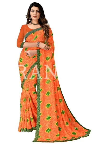 Tranoli Georgette Bandhani Sarees With Blouse Piece