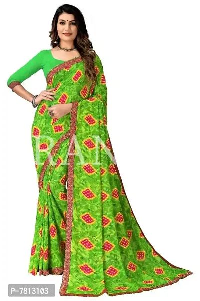 Tranoli Georgette Bandhani Saree With Blouse Piece