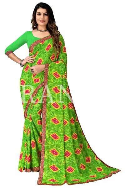 Tranoli Georgette Bandhani Saree With Blouse Piece