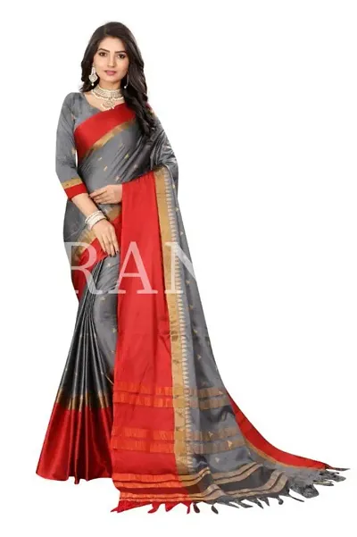 Tranoli Silk Woven Sarees with Contrast Border and Blouse Piece