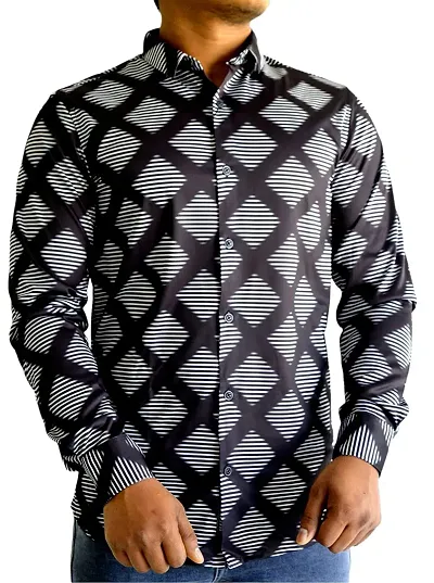 Designer Lycra Regular Fit Full Sleeve Shirts For Men